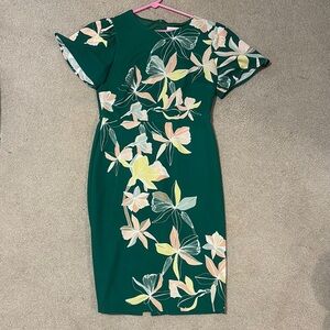Liz Claiborne Green Flutter Sleeve Sheath Dress